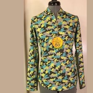 BETTE & COURT Long Sleeve Mock Golf Shirt XS Green